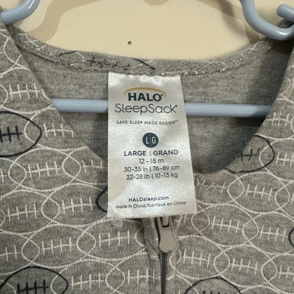 Halo Sleep Large Gray Football Theme Sleep Sack - Picture 3 of 5